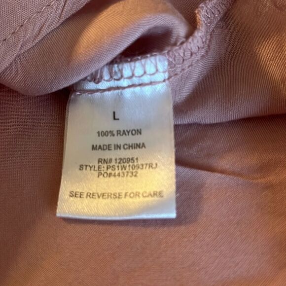 Pink Republic pink cuffed short sleeve button front top ties @ waist pocket SZ L - Picture 7 of 10